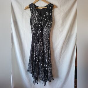 Daniel Laurant Woman's Sleeveless Black & White Polka Dot Flowy Dress Size L